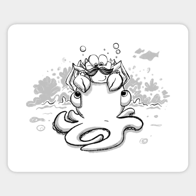 Silly crab & octopus Sticker by Jason's Doodles
